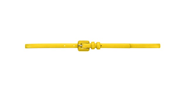 Retro Pop Bright Yellow Patent Skinny Leather Belt by Suzannah.com